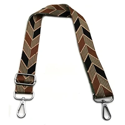 Immagine di Tracolla per Borsa Donna Nero e Marrone, Regolabile, Colorata Cinghia di Ricambio Larga 3.8cm con Argento Moschettoni Borsette Ragazza DIY Accessori, #4