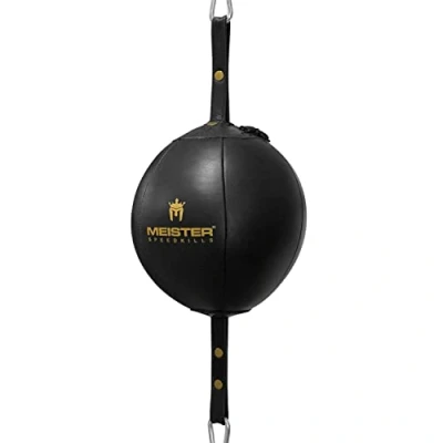 Immagine di Meister SpeedKills Borsa in pelle a doppia estremità, con elastici e sacca lattice leggero, misura L, 22,9 cm, colore: Nero