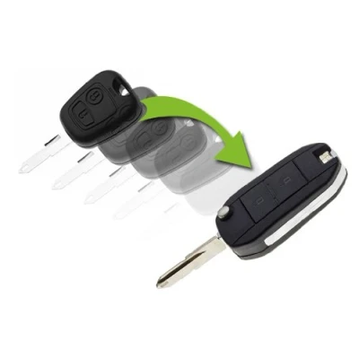 Immagine di JONGO Guscio Chiave Pieghevole con Lama Compatibile Peugeot 206 Custodia Plip Macchina Telecomando 2 Pulsanti