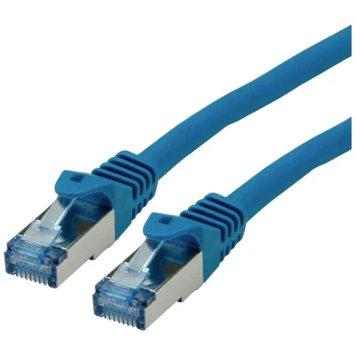 Immagine di Roline 21.15.2841 RJ45 cavo di rete, patch CAT 6A S/FTP 1.00 m Blu doppia schermatura, Privo alogeni, Ritardante fiamma 1 pz.