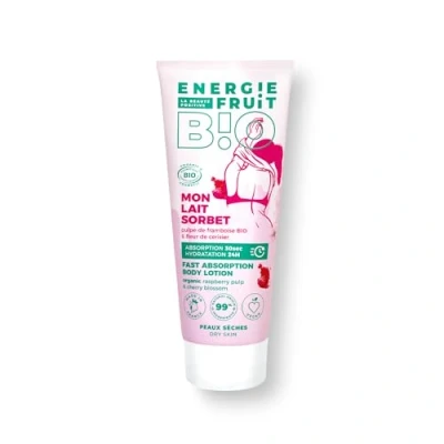 Immagine di ENERGIE FRUIT Latte corpo assorbimento rapido Fiore di ciliegio e polpa lampone BIO Certificato da ECOCERT 200ML