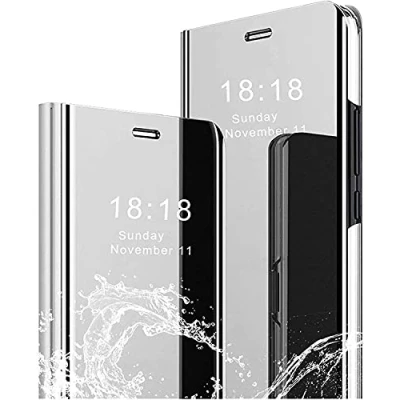 Immagine di Custodia per Samsung S23 Ultra 5G Cover Clear View Specchio Galaxy Standing Flip Case Smart Mirror Magnetic con Shell Protective (ARGENTO)