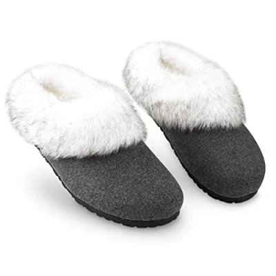 Immagine di DUNLOP Pantofole Donna, Ciabatte Pelose Donna Invernali da Casa Antiscivolo con Suola in Gomma (41 EU, Grigio scuro, numeric_41)