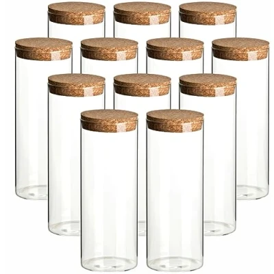 Immagine di gouveo, set di barattoli in vetro borosilicato con tappo sughero, scorta, per spezie, Vetro, 1, 000 ml