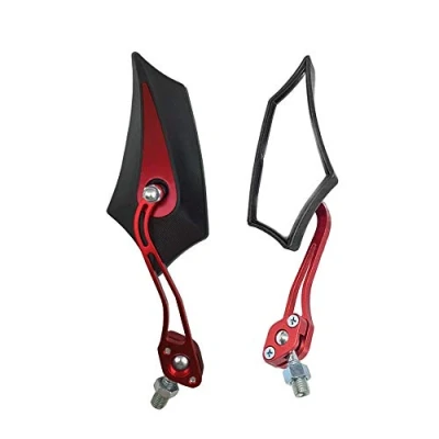 Immagine di Mintice 1 Paio Rosso Universale Moto Specchietti Retrovisore Specchietto Manubrio Specchio Laterale Scheletro Cranio 8mm 10mm Filettato Scooter
