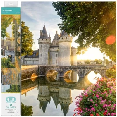 Immagine di DIAMOND DOTZ Squares DQ12 Kit Intermedio, Colore Castello del Fiume, 52 x 35cm, DQ12.002