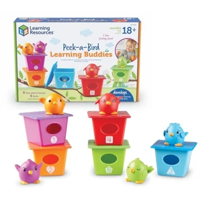 Immagine di Learning Resources Amici dell’apprendimento Peek a Bird, Attività per bambini in età prescolare, Giochi educativi, Set di giocattoli didattici colori, didattici, 15 pezzi, 18 mesi+,LER6812
