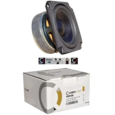 Immagine di 1 WOOFER CIARE HW100 HW 100 altoparlante quadrato da 10,00 cm mm 4&quot; 50 watt rms e 150 max con impedenza 8 ohm sensibilità 88 db sospensione in gomma casa, pezzo + 5 sticker omaggio