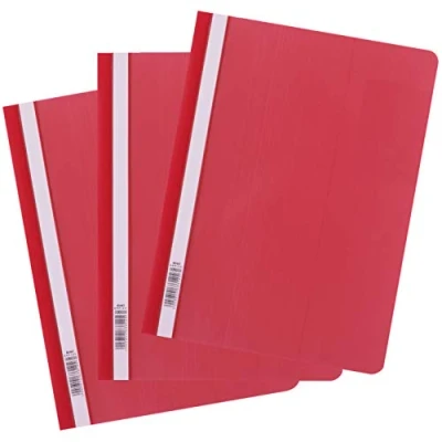 Immagine di D.RECT Confezione da 25 cartelle portadocumenti in plastica formato A4 con copertina frontale trasparente, pellicola di polipropilene, colore rosso