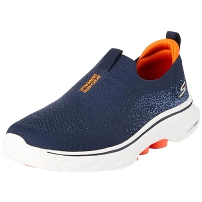 Immagine di Skechers Go Walk 7, Sneaker Uomo, Tessuto Blu Navy E Arancione, 39.5 EU
