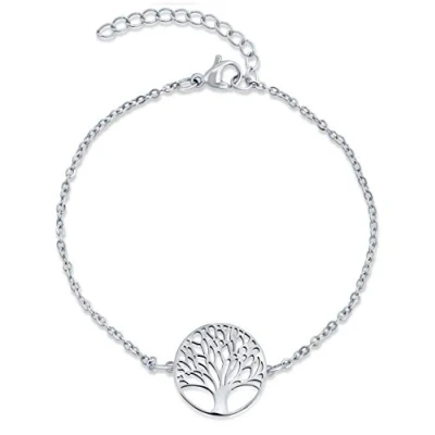 Immagine di Nuoli® Bracciale da donna con albero della vita, in argento (15 + 5 cm regolabile), per donne e ragazze, acciaio inox
