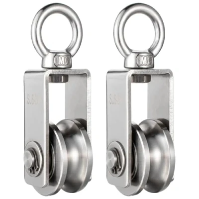 Immagine di 2 Puleggia Carrucola per Sollevamento con Cuscinetto a Sfera, Inox Metallo, Φ34mm,Carico 250kg (Due Carrucola)