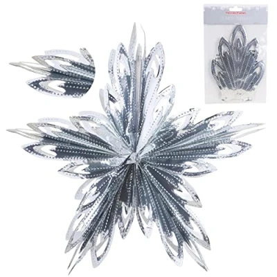 Immagine di Christmas Concepts® 16&quot; (1,3 Piedi) Decorazione da Appendere a Stella Grande in Lamina 3D Natalizia (Argento)