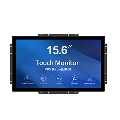 Immagine di GreenTouch Display touch a cornice aperta da 15,6 pollici 10 punti, monitor touchscreen PCAP industriale, porta VGA+HDMI+DVI 16:9