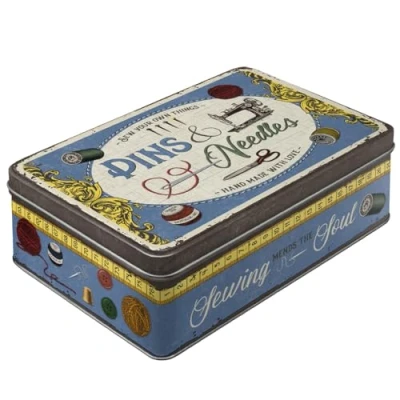 Immagine di Nostalgic Art Contenitori di Latta retrò Piatti Pins &amp; Needles Box Idea Regalo per Amanti della Nostalgia, con Coperchio, Design Vintage, 2,5 l