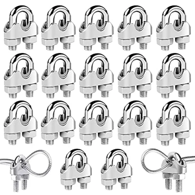 Immagine di 18 Pezzi Morsetti Cavo Acciaio M3/M4/M5 Serracavo Clip per Fune Metallica Inox 304 Bullone a U Kit Adatto da 3/4/5 mm