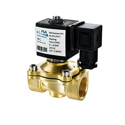 Immagine di FSA Elettrovalvola in Ottone 3/4&quot; 24V AC 0 10 bar Viton normalmente chiusa