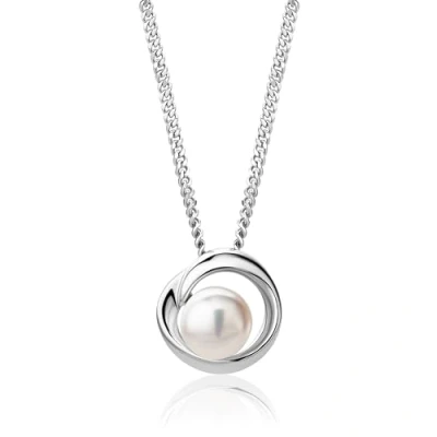 Immagine di Miore Collana Donna Argento, Catena con Ciondolo di Perla Coltivata d&#039;Acqua Dolce in Argento 925. Catenina Grumetta Lunga Cm 45. Pendente anallergico.