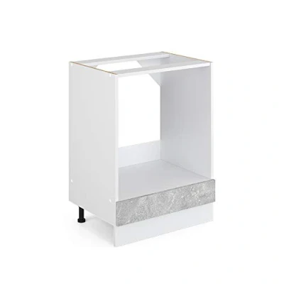 Immagine di Vicco mobile per forno da incasso R line, Calcestruzzo/Bianco, 60 cm senza piano di lavoro