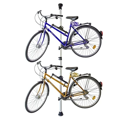 Immagine di Relaxdays Porta Biciclette Telescopico, Garage e Cantina, per 2 Bici, Regolabile, 40 kg, Soffitto, Pavimento, Argentato Unisex Adulto, Argento, 1 pz