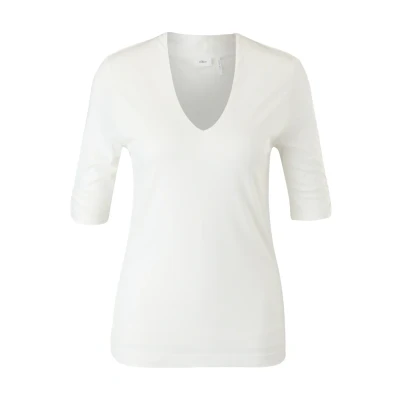 Immagine di s.Oliver Black Label MIT Vausschnitt Tshirt basic, Donna, Taglia: 44, Soft white