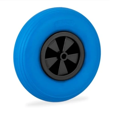 Immagine di Relaxdays Ruota per Carriola 3.50 6, Gomma Piena, Cerchione Plastica, Ruotino Scorta Antiforatura, Regge 100kg, Blu Nero