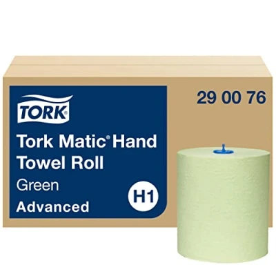 Immagine di Tork Matic Green Hand Towel Roll Advanced 290076 Asciugamani di carta H1 per distributore rotoli, assorbente, resistente agli strappi, 2 strati, verde 6 rotoli x 150 m