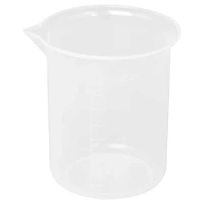 Immagine di Frefgikty Bicchiere graduato in plastica trasparente da laboratorio cucina, misurino spesso con tappo, 200 ml, 2 pezzi