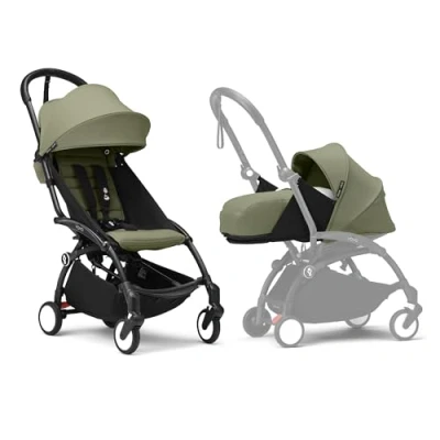 Immagine di Passeggino Stokke YOYO3 con Newborn Pack Include telaio nero, YOYO 6+ Color (Olive) e 0+