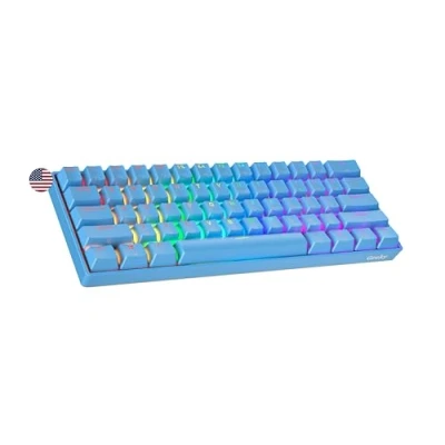 Immagine di Geeky GK61 SE 60% Tastiera da Gioco Meccanica 61 Tasti Multi Colore RGB LED Retroilluminati per Gaming su PC/Mac ANSI US Americana (Blu, Mechanical Black)