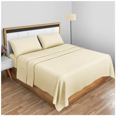 Immagine di GC GAVENO CAVAILIA Lenzuola in Percalle di Facile Manutenzione, per Letto Matrimoniale, Resistente al restringimento e allo sbiadimento, Non Stirata, Tessuto Policotone, Color Crema