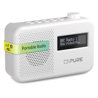 Immagine di Pure Elan One2 Radio portatile DAB+/FM con Bluetooth 5.1 (display LCD, 10 tasti di memoria, funzionamento a batteria 4 batterie AA), colore: Bianco cotone