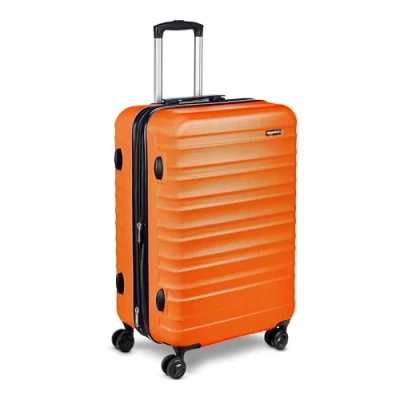 Immagine di Amazon Basics Valigia Trolley rigido con rotelle girevoli, 68 cm, Arancia Bruciata