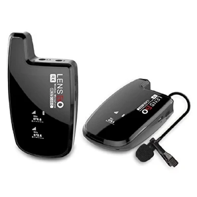 Immagine di LENSGO Sistema Microfonico Lavalier Wireless, LWM 308C Mic Professionale Wireless Omnidirezionale UHF 30 canali con 1 Trasmettitore e Ricevitore per Smartphone Fotocamera Canon Nikon DSLR Altro