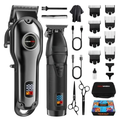 Immagine di HIENA PRO Tagliacapelli Uomo Professionale Regolabarba Taglio Capelli Barbiere Kit Macchinetta Per Set Barba Con Display LED