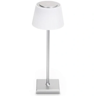Immagine di Aigostar Lampada da Tavolo Senza Fili Ricaricabile USB, Scrivania Dimmerabile Touch, 3 Modalità di Colore, Comodino IP54 Impermeabile per Interno e Esterno Argento