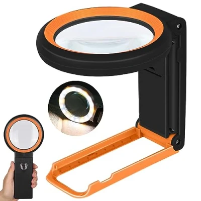 Immagine di 40X 30X Lente d&#039;ingrandimento con Luce e supporto, 18LED Ingrandimento Professionali per Lettura, Ispezione, Esplorazione, Anziani, Gioiellieri, Bambini