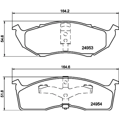 Immagine di HELLA 8DB 355 014 971 Kit pastiglie freno Non predisposto per contatto segnalazione usura CHRYSLER: Voyager 4, / Grand 3