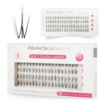 Immagine di Renata Beauty Ciglia Soft Touch Multipack 76 pezzi, Lunghezze Miste (10mm, 12mm, 14mm), Volume Delicato, Applicazione Facile, Riutilizzabili, Ideali per un Effetto Occhi Sottili e Dolci