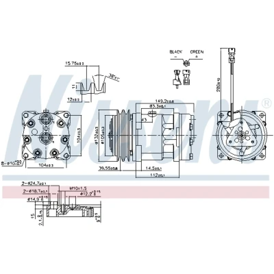 Immagine di NISSENS 890336 Compressore Aria Condizionata SD7H15 8081 24 PAG 46 R 134a RENAULT TRUCKS: Midlum