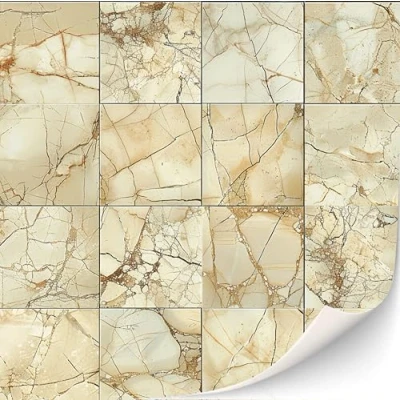 Immagine di 3 fogli di piastrelle autoadesive per case delle bambole scala 1:12 (piastrelle color crema)
