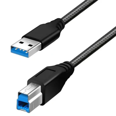 Immagine di Fasgear 1m Cavo da USB 3.0 a B intrecciato in nylon tipo maschio (1m, Nero)