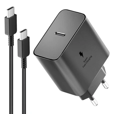 Immagine di 45W Caricabatterie USB C Rapido,Caricatore e Cavo per Samsung Galaxy S24 Ultra/S24 Plus/S24/S23 Ultra/S22+/S22/S21 S23 FE,Note 10/20,A54 A15 A25 5G/A14 A34 A53 A23 A33,Tab S7 S8 S9,Super Fast Charger