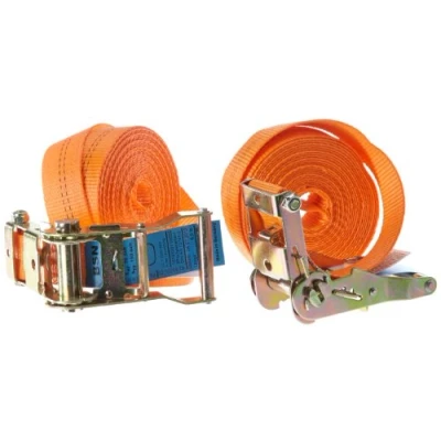 Immagine di Braun Cinghia di serraggio 2000 daN, monopezzo, per professionisti e trasporti privati, in due pezzi, secondo DIN EN 12195 2, colore arancione, lunghezza 6 m, larghezza banda 35 mm, con cricchetto,