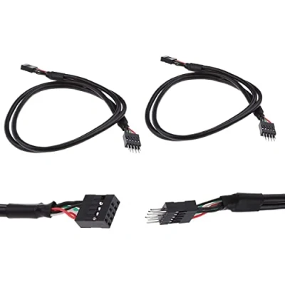 Immagine di MEIRIYFA Cavo di prolunga USB per intestazione 2.0 9 pin maschio a femmina interna scheda madre 50 cm, confezione da 2