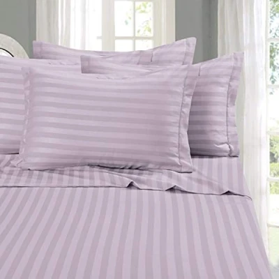 Immagine di ELEGANT comfort Best, Softest, Coziest 6 piece Sheet set. 1500 thread count Egyptian Quality luxurious Wrinkle Resistant damasco Stripe lenzuola, king, colore: Lavanda/lilla