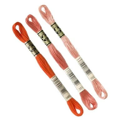 Immagine di DMC Set di 3 matasse assortite ARANCIO colletto. 946 351 352, filo da ricamo mulinato 117MC, 100% cotone, adatto a tutte le tecniche e supporti, ideale per punto croce
