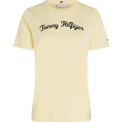Immagine di Tommy Hilfiger REG Script CNK SS Tshirt con stampa, Donna, Taglia: XS, Lemon zest