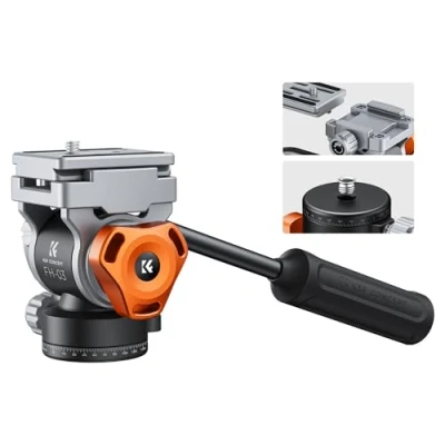 Immagine di K&amp;F Concept Testa per Treppiede, FH 03 Fluida con Piastra Arca Swiss, Regolabile a 360 e Inclinazione ±90, Ammortizzata, Compatibile Fotocamera DSLR, Videocamera, Carico Max 5kg