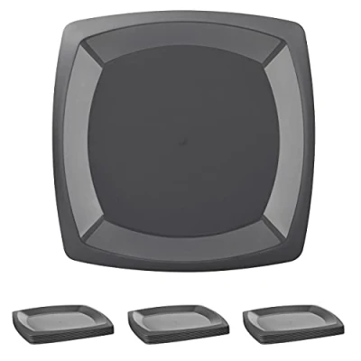 Immagine di Grizzly Set di stoviglie per feste I 30 Piatti plastica riutilizzabili Lavabili in lavastoviglie Infrangibili Stabili Riciclabili al 100% color antracite